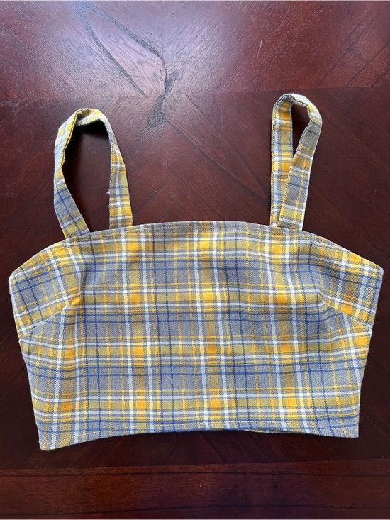 Better Be Tops - Better Be Yellow and Blue Plaid Crop Top size S